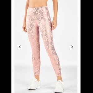 Fabletics High Wasted Pink Foil Floral Leggings